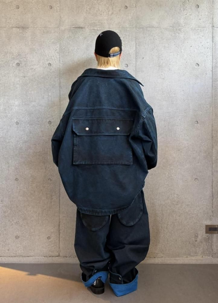 BLACK STAINED DUCK PANTS - KIDILL ROOM ONLINE SHOP