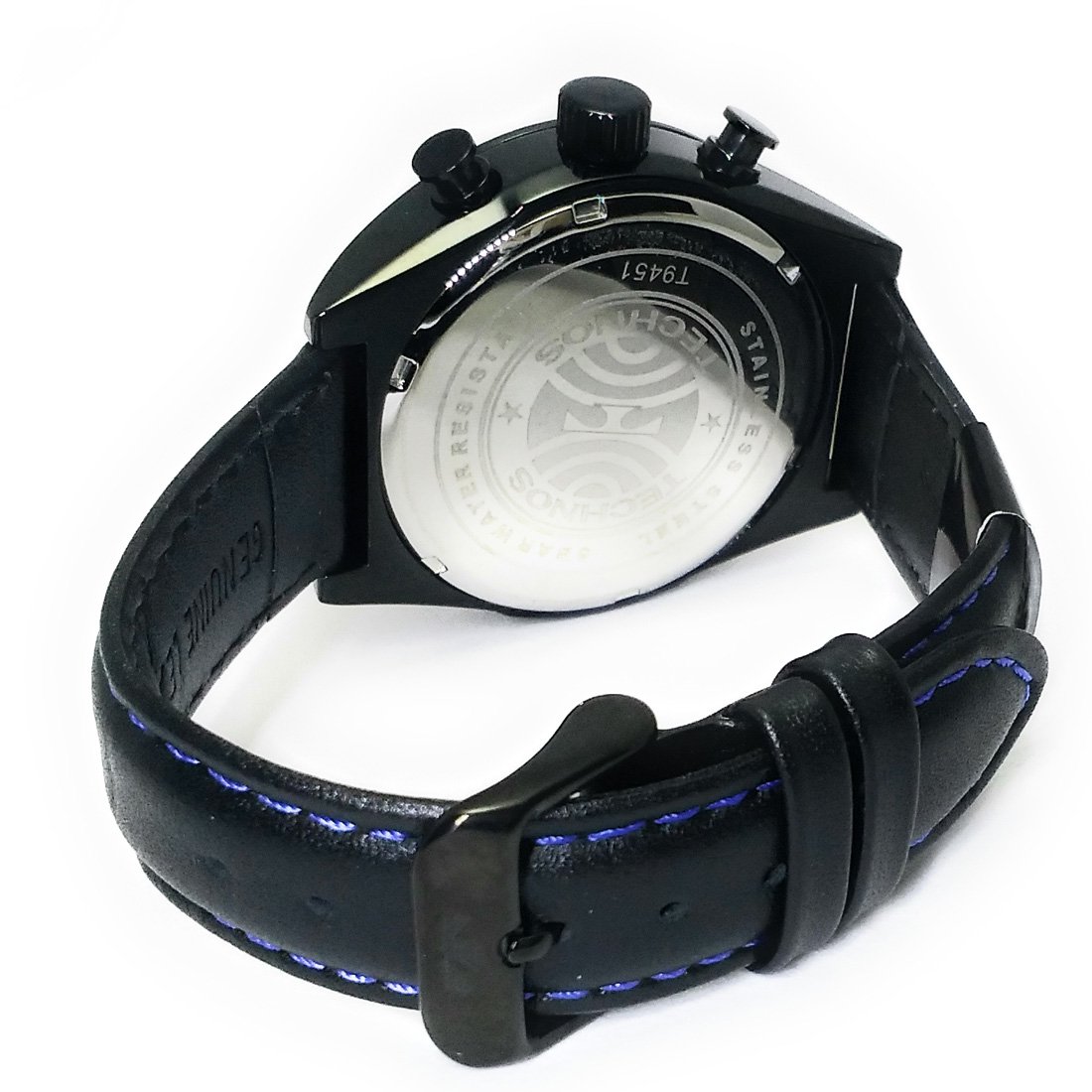 TECHNOS [テクノス] メンズ腕時計 牛革バンド クロﾉグラフ ブラック×ブルー T9451-BN - LMLULU 【エルエムルル】  オフィシャルサイト
