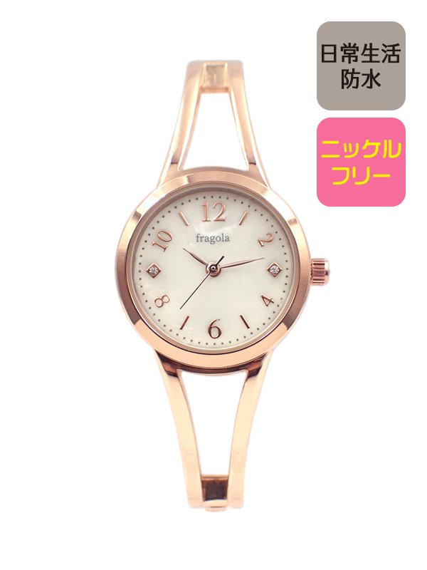 バングル ブレスレット ウォッチ 腕時計 ローズゴールド アナログ フリーサイズ - 時計