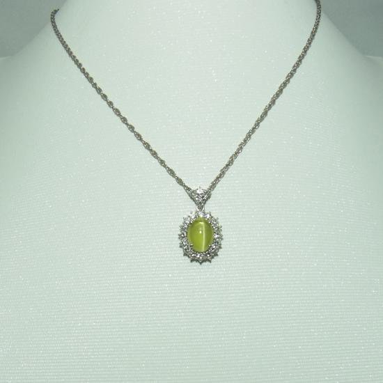 プラチナ・大粒 天然クリソベリンキャッツアイ(5.85ct)&ダイヤモンド ネックレス ＜1点物＞ - LMLULU 【エルエムルル】  オフィシャルサイト