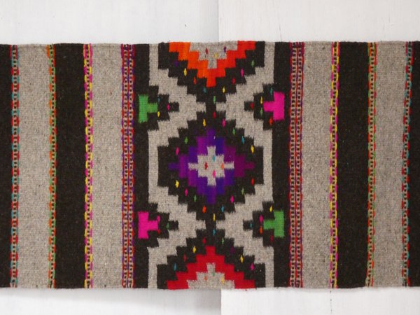 サポテックラグ（タペテ）メキシカンラグの最高峰。ウール100%、草木染めの絨毯です インディゴグラデーションのデザインラグ
