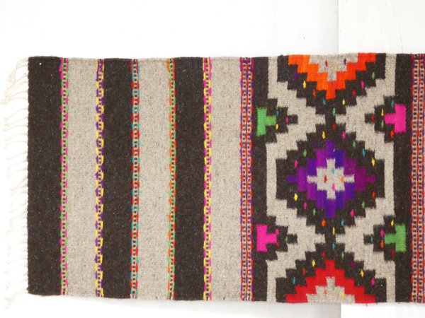 サポテックラグ（タペテ）メキシカンラグの最高峰。ウール100%、草木染めの絨毯です　インディゴグラデーションのデザインラグ