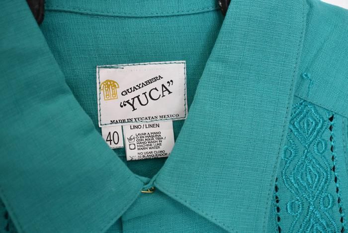 新品】紺×紺半袖刺繍キューバシャツ グアジャベラ メキシコ
