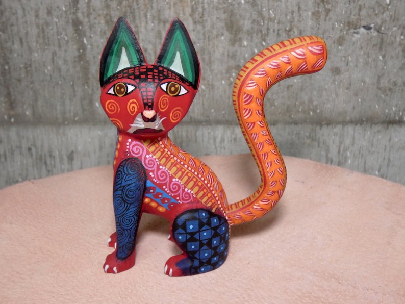 アレブリヘス メキシコ工芸品『しっぽを伸ばしたネコ』サイズ大⭐️ - 置物