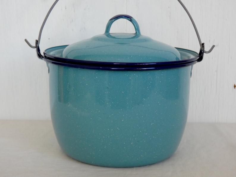 メキシコホーローBISA社 サラダボウル レトロ濃エメラルドブルー