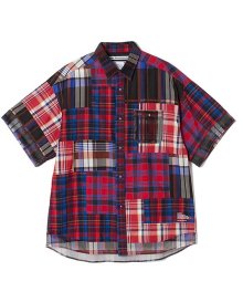 White<BR>Mountaineering<BR>MADRAS CHECK PATCHWORK  HALF SLEEVES SHIRT