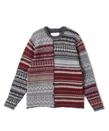White<BR>Mountaineering<BR>JACQUARD PATCHWORK KNIT