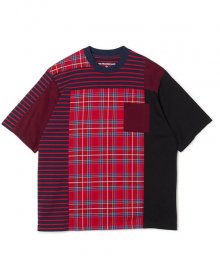 White<BR>Mountaineering<BR>CHECK CONTRASTED T-SHIRT (RED)