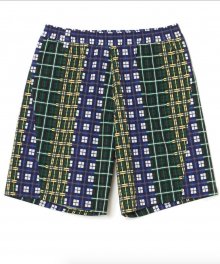 White<BR>Mountaineering<BR>RANDOM CHECK PRINTED EASY SHORT PANTS(GREEN/NAVY)
