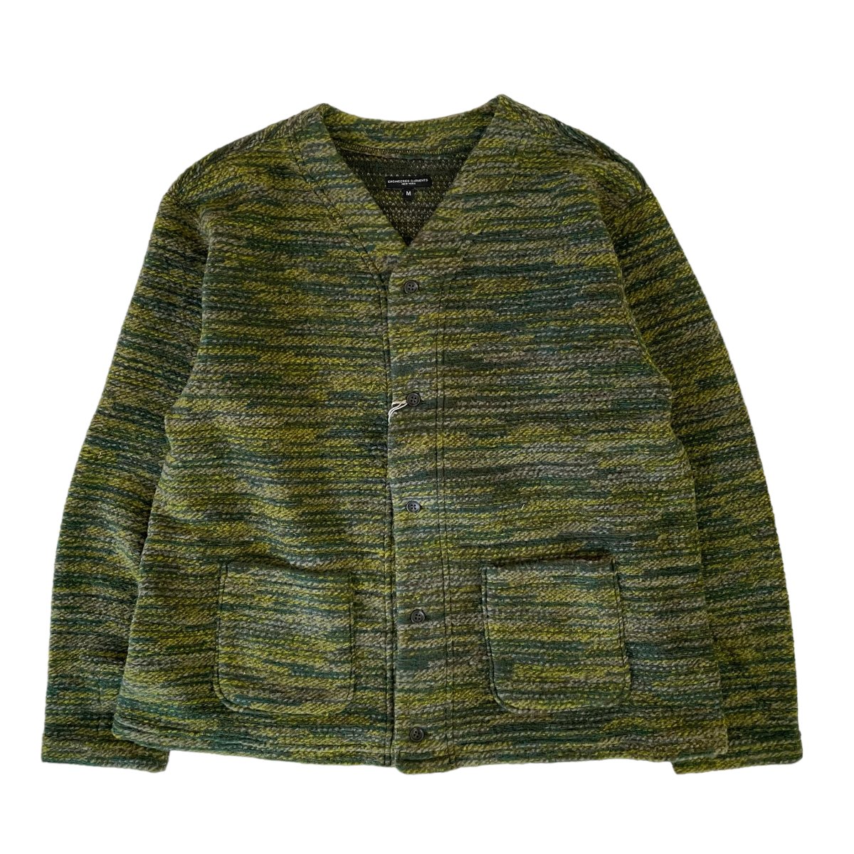Engineered Garments <BR>Knit Cardigan - Poly Wool Melange Knit - (GREEN)

