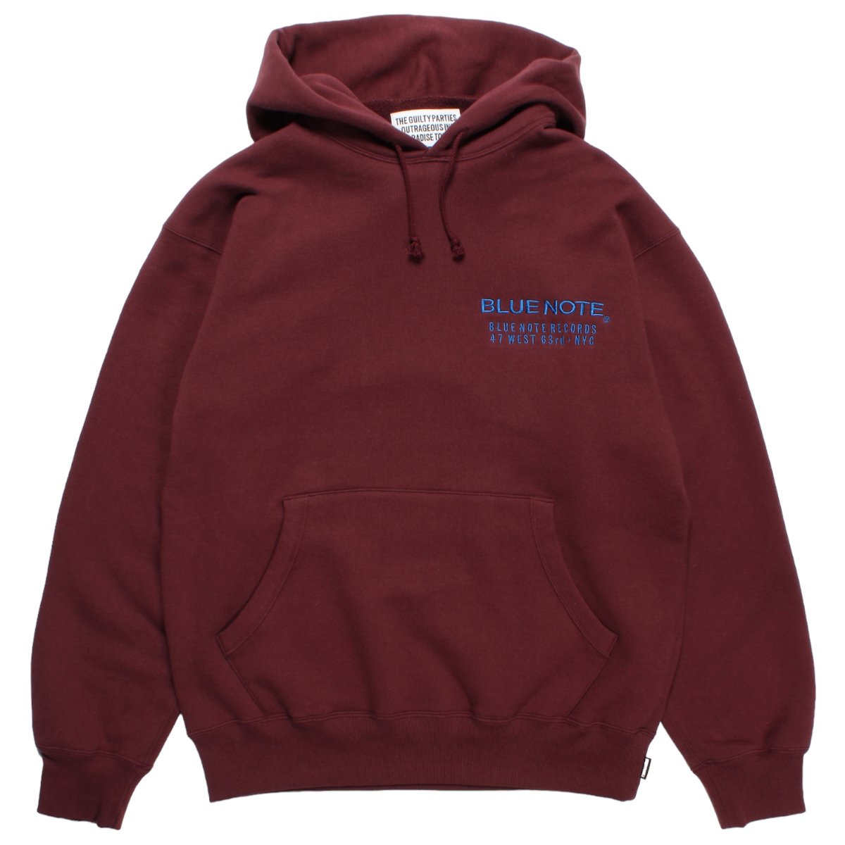 WACKOMARIA<BR>BLUE NOTE / MIDDLE WEIGHT PULLOVER HOODED SWEAT SHIRT ( TYPE-3 ) (BURGUNDY)
