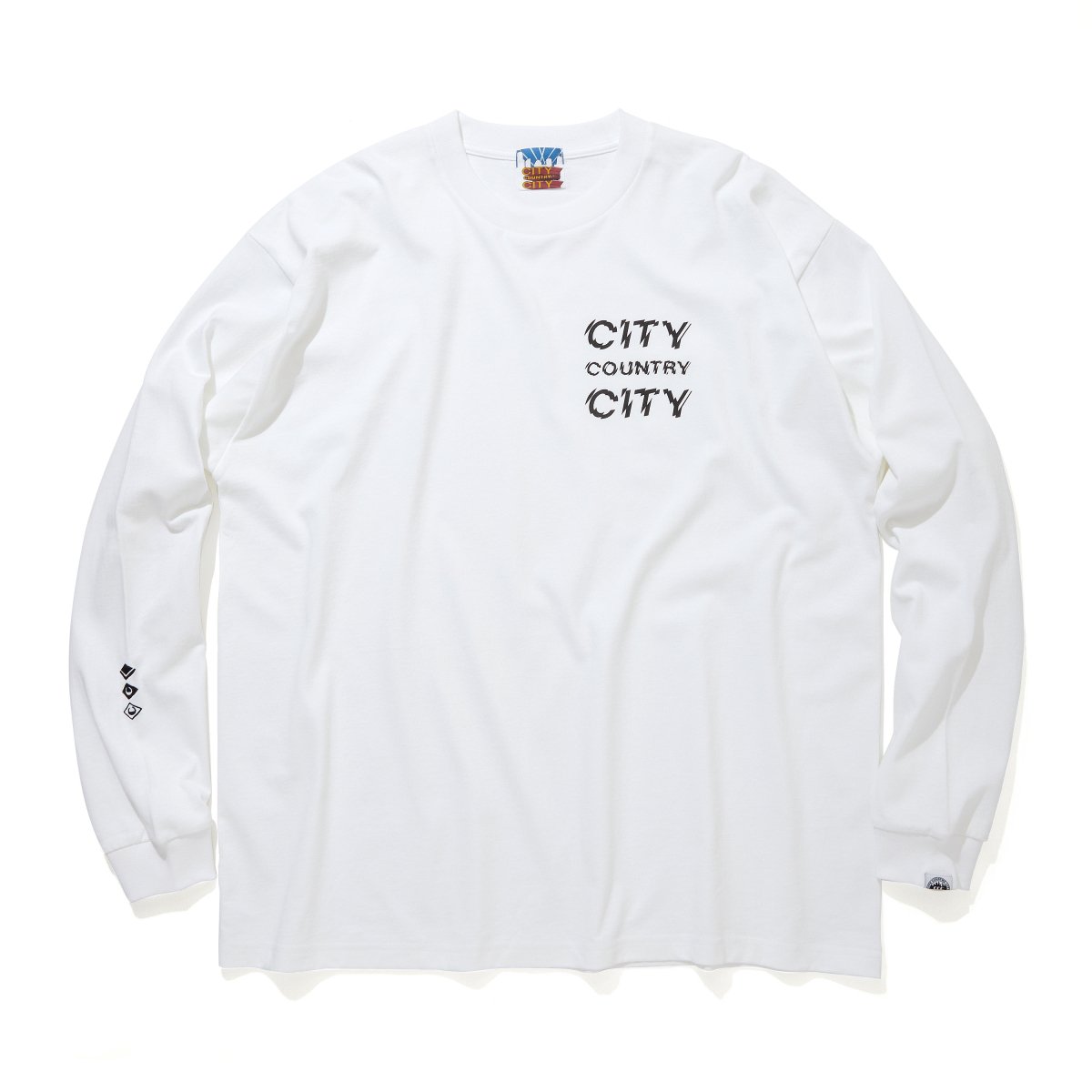 CITY COUNTRY CITY <BR>Cotton L/sT-shirt_CityCountryCity (WHITE)
