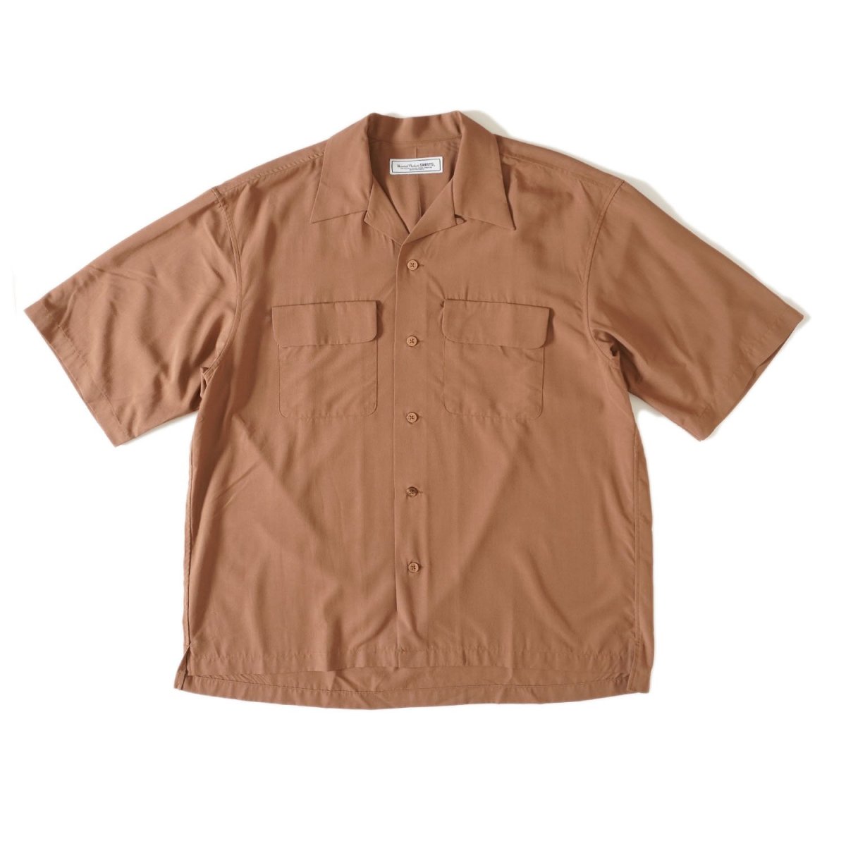 UNIVERSAL<BR>PRODUCTS <BR>OPEN COLLAR S/S SHIRT (BROWN)