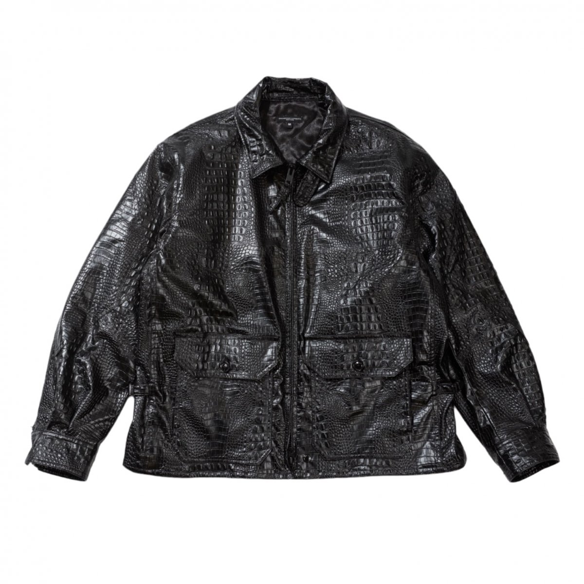 Engineered Garments <BR>G8 Jacket - Black Alligator Embossed Fake Leather -