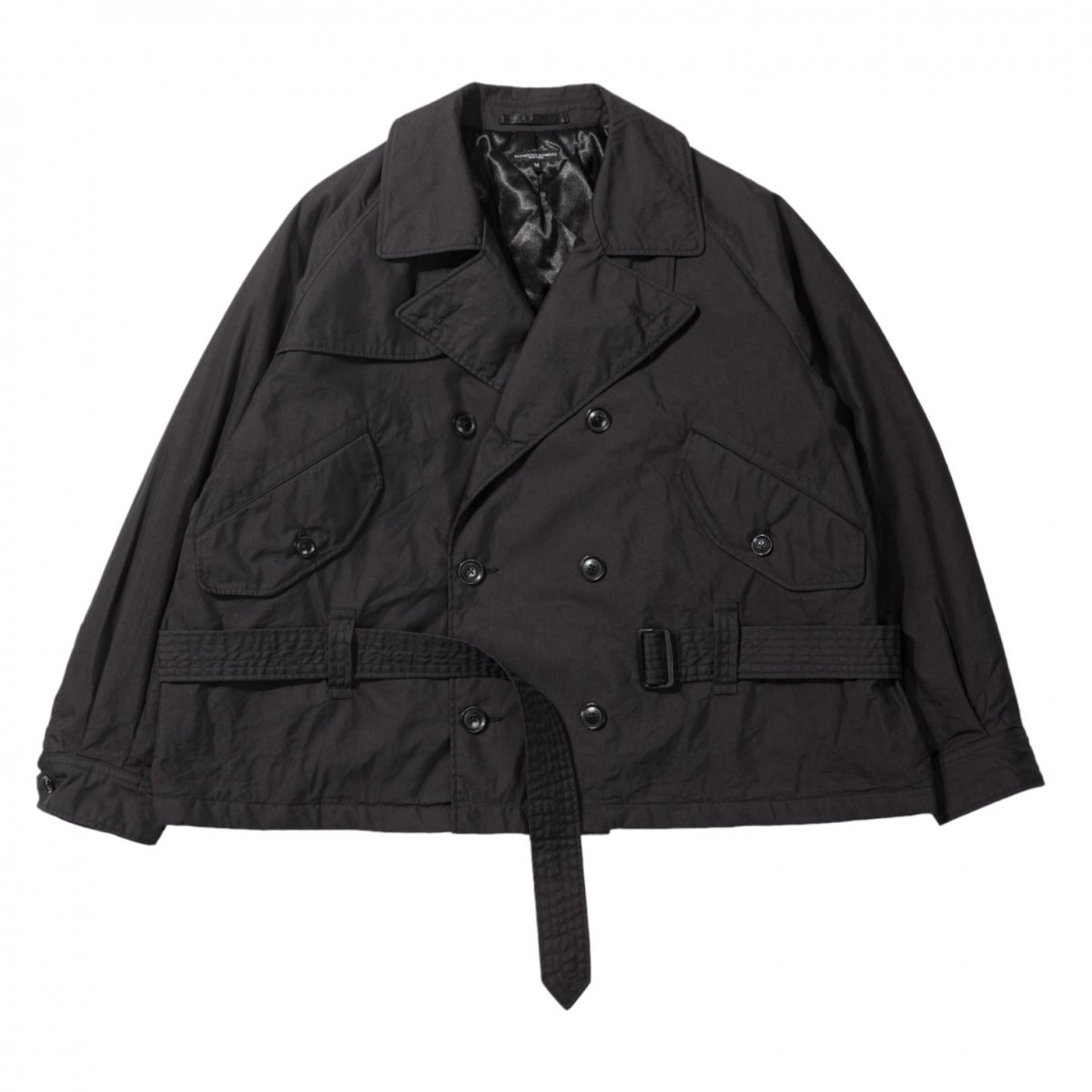 Engineered Garments <BR>Short Trench Jacket - Black Nyco Twill -