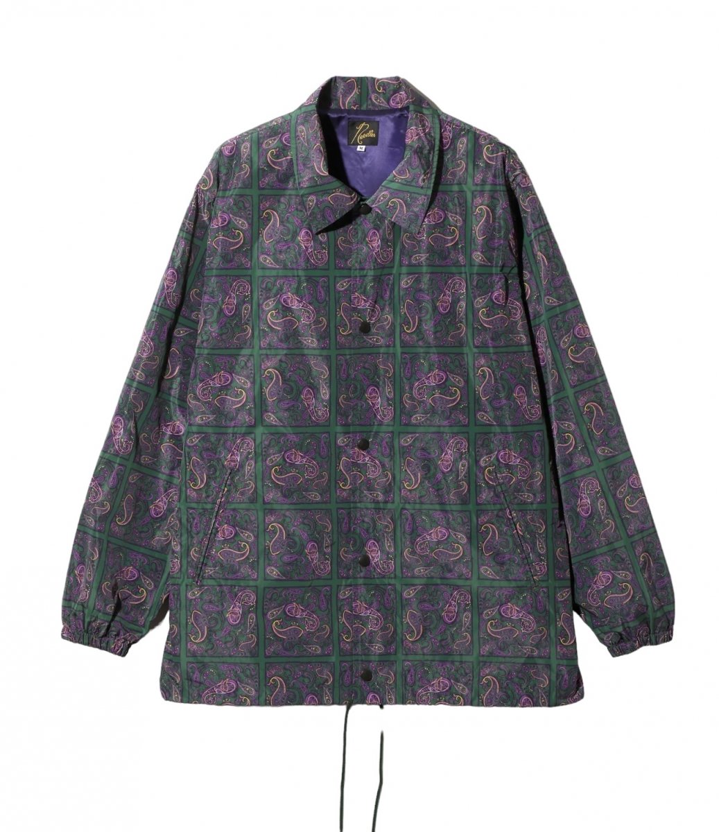 NEEDLES <BR>Coach Jacket - Poly Taffeta / Printed Red Square - (GREEN)

