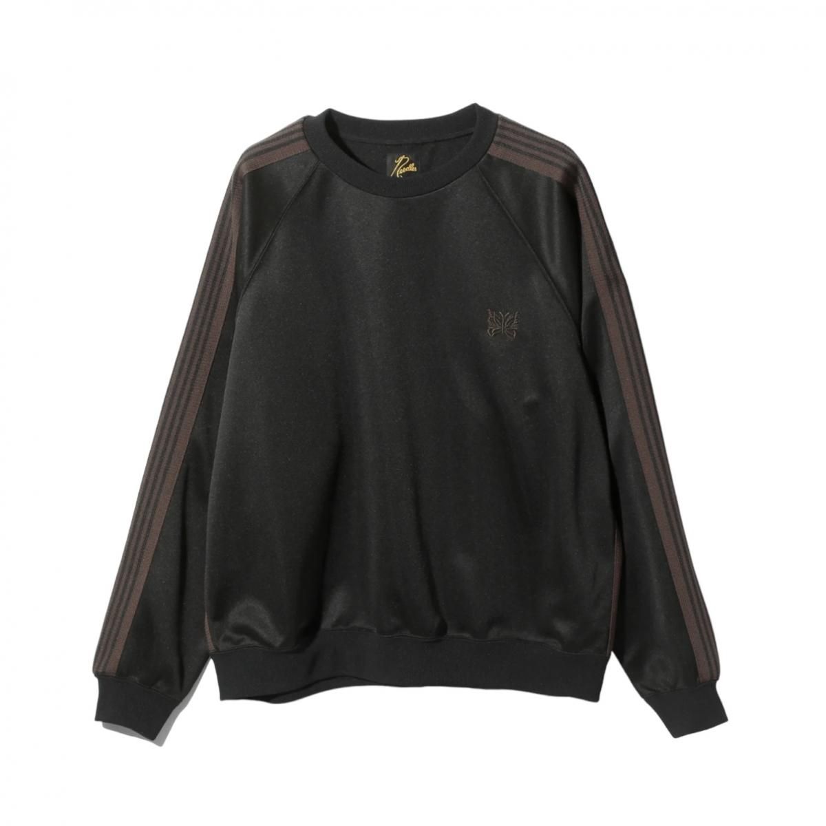 NEEDLES <BR>Track Crew Neck Shirt - Poly Smooth (BLACK)

