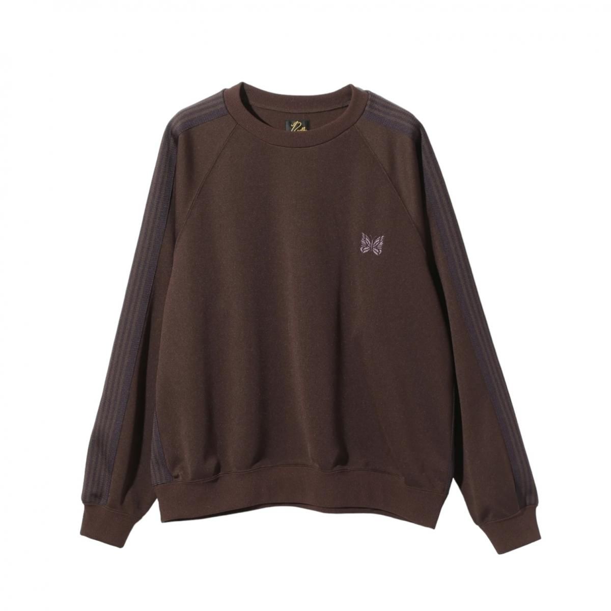 NEEDLES <BR>Track Crew Neck Shirt - Poly Smooth (BROWN)

