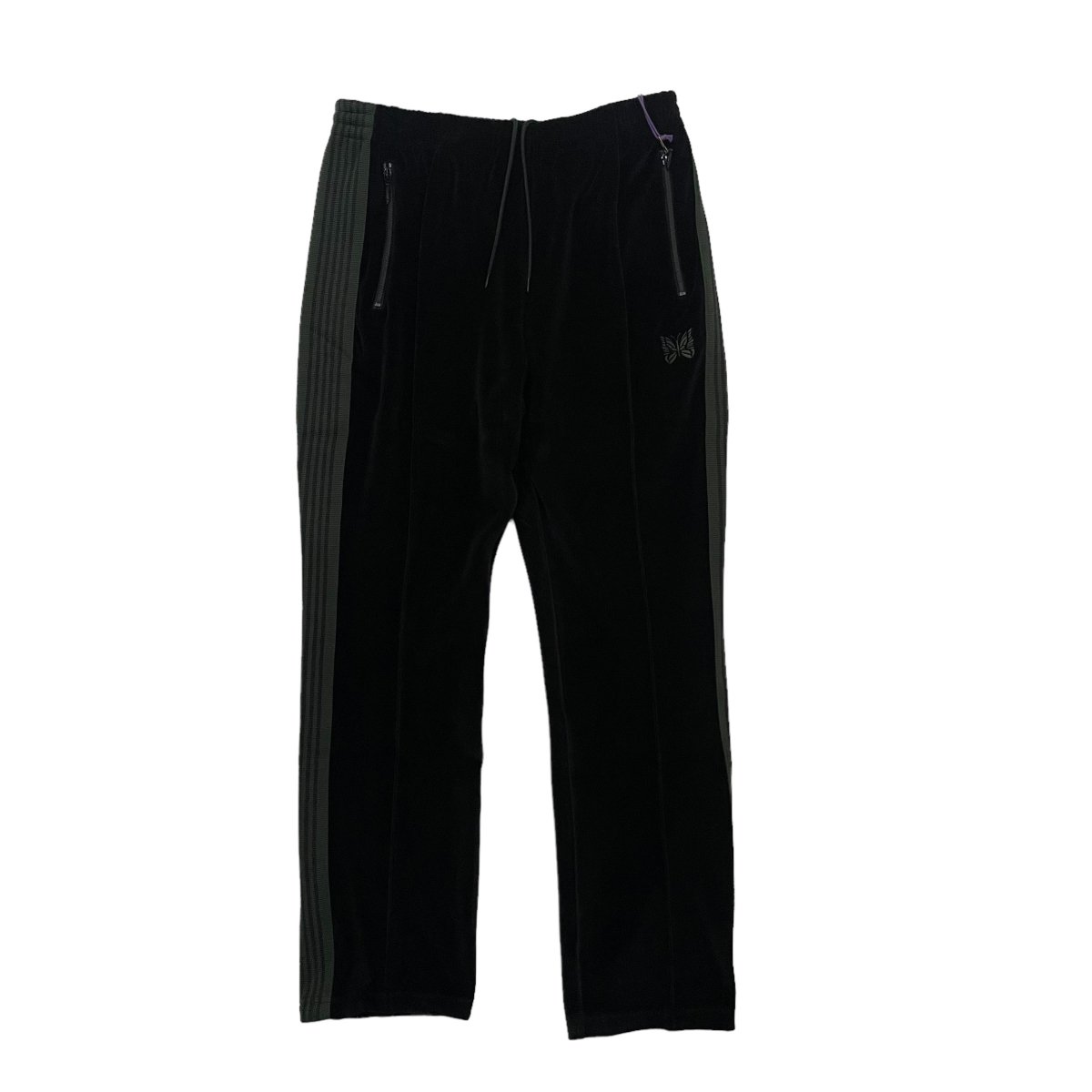 NEEDLES <BR>Narrow Track Pant - C/Pe Velour (Black)

