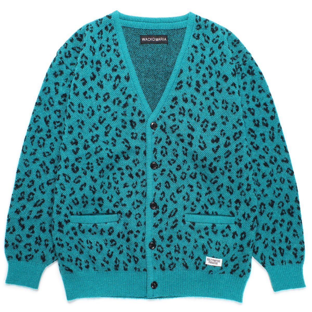 WACKOMARIA<BR>LEOPARD MOHAIR CARDIGAN (BLUE)