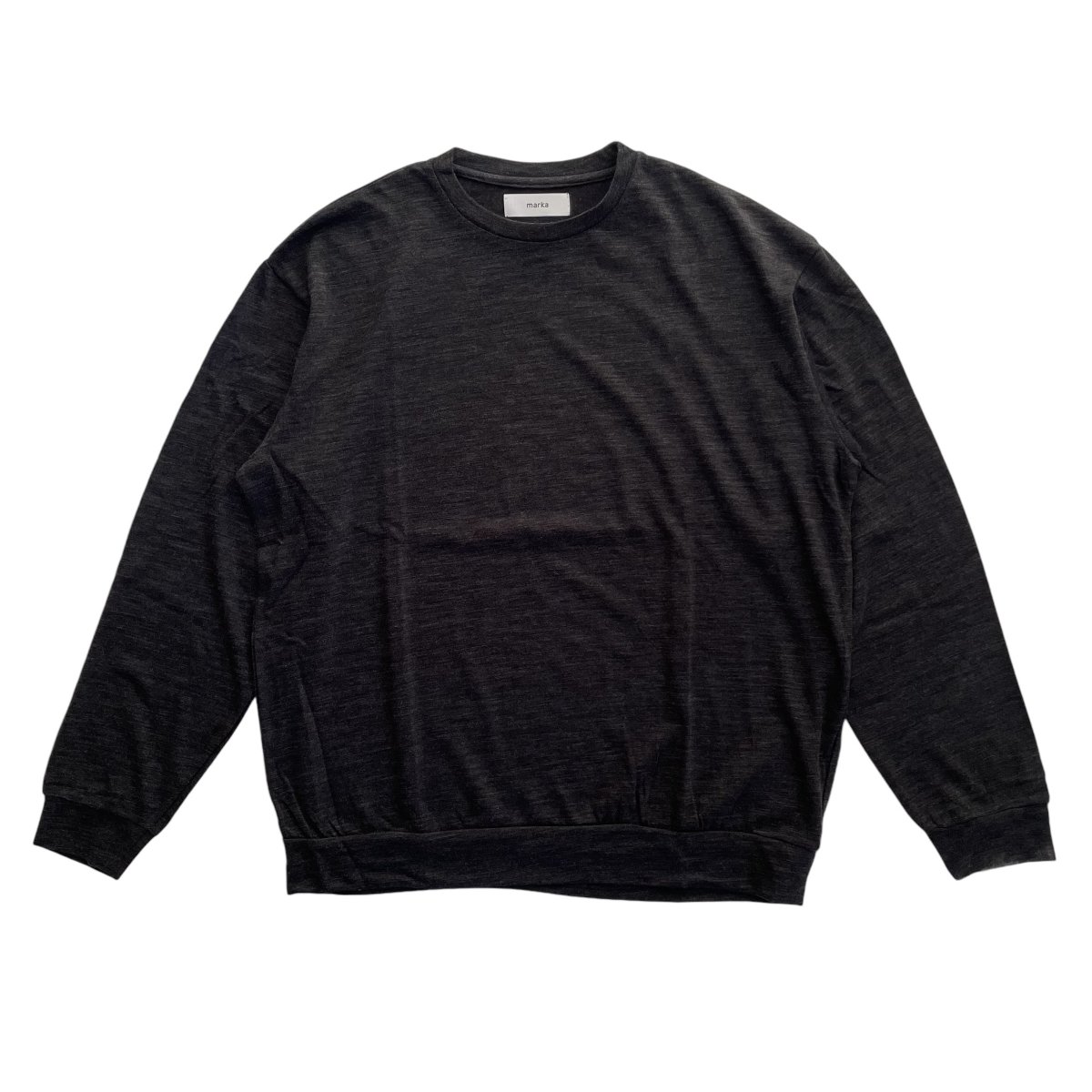 marka <BR>CREW NECK - SP120's WOOL COTTON KNIT - (TOP CHARCOAL)