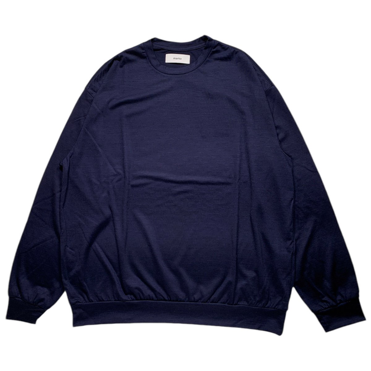 marka <BR>CREW NECK - 2/72 WOOL SINGLE JERSEY WASHABLE - (NAVY)