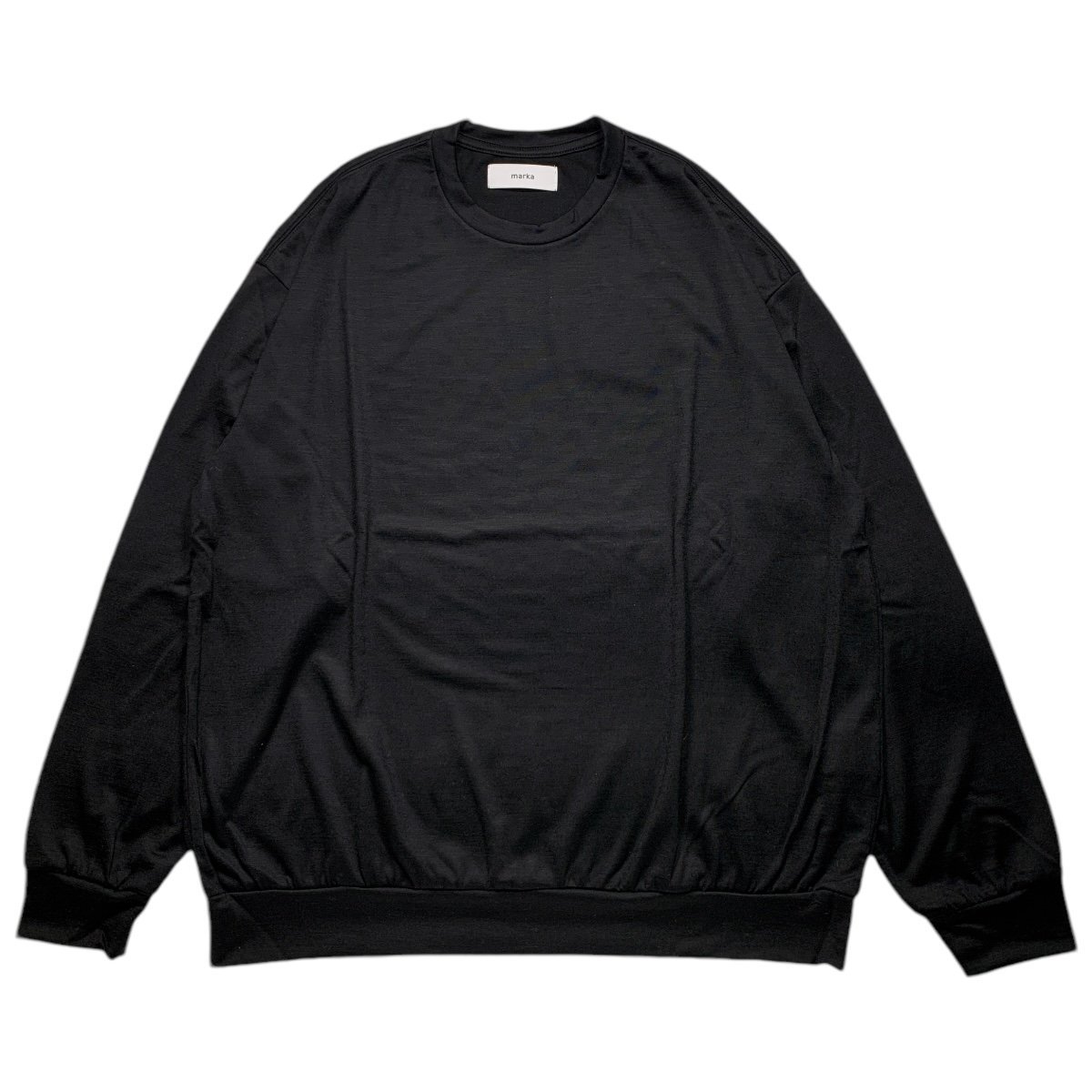 marka <BR>CREW NECK - 2/72 WOOL SINGLE JERSEY WASHABLE - (BLACK)