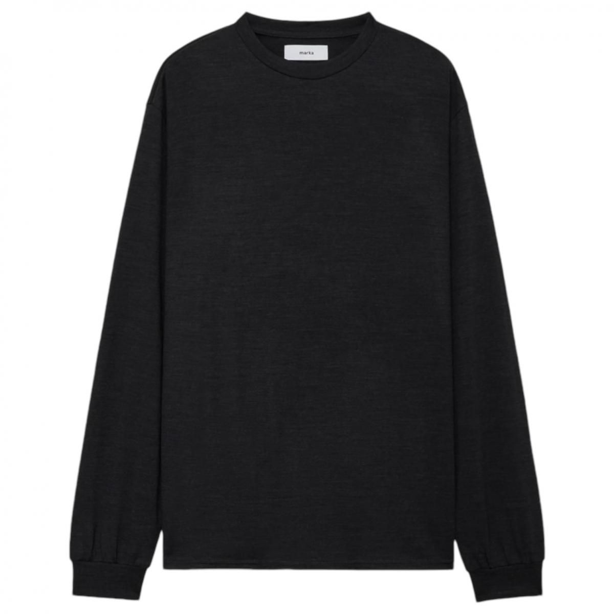 marka <BR>CREW NECK - 2/72 WOOL SINGLE JERSEY WASHABLE - (TOP CHARCOAL)