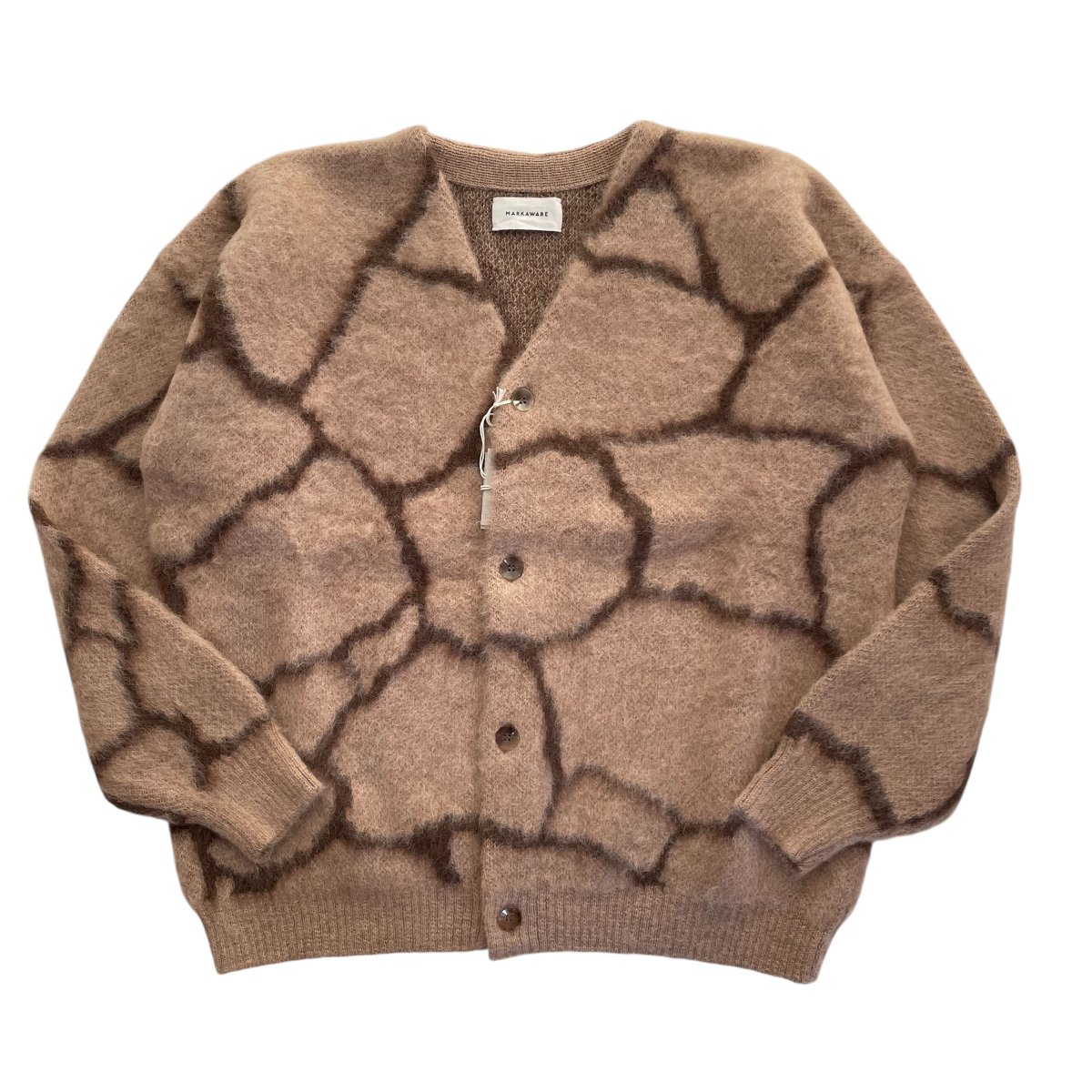 MARKAWARE <BR>PAVE PATTERN CARDIGAN - NATURAL COLOR ALPACA - (NATURAL BEIGE)