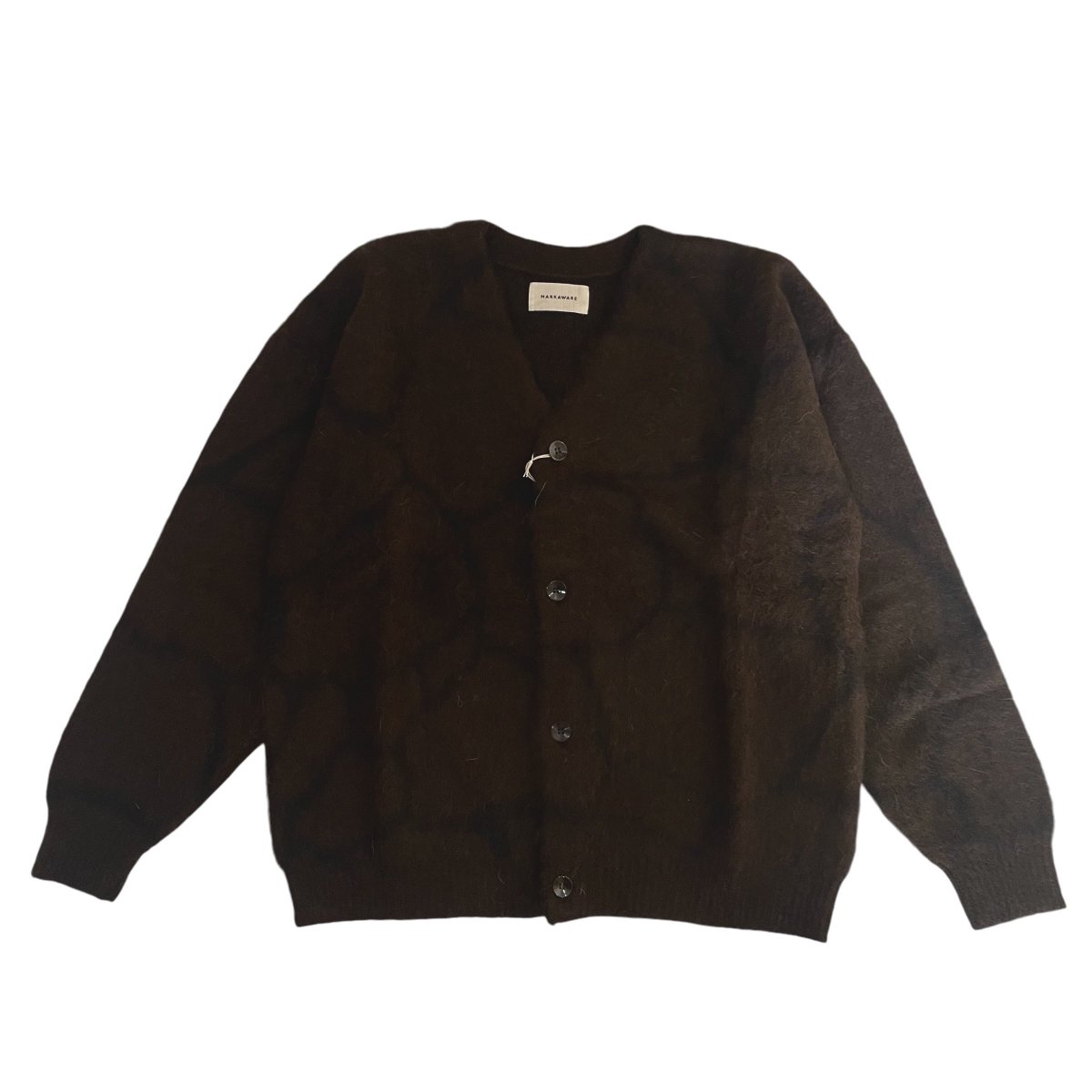 MARKAWARE <BR>PAVE PATTERN CARDIGAN - NATURAL COLOR ALPACA - (NATURAL BROWN)