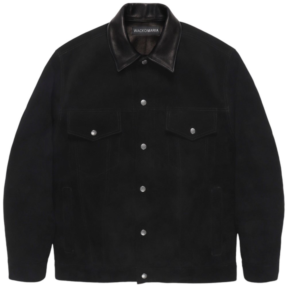 WACKOMARIA<BR> SUEDE LEATHER TRUCKER JACKET (BLACK)