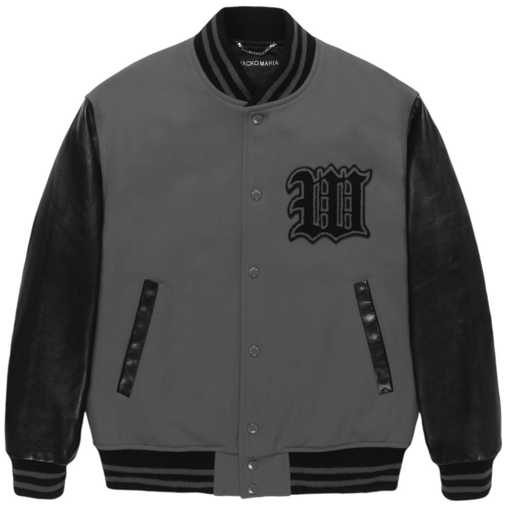 WACKOMARIA<BR> LEATHER VARSITY JACKET -B- ( TYPE-2 ) (GRAY)