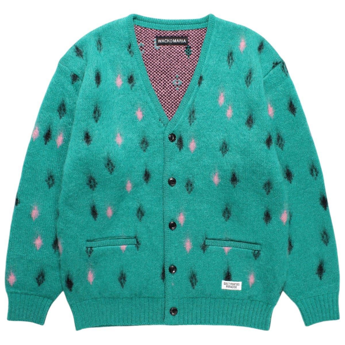 ワコマリア　ダイヤモンドモヘアカーディガン WACKO MARIA/DIAMOND MOHAIR KNIT CARDIGAN（PURPLE