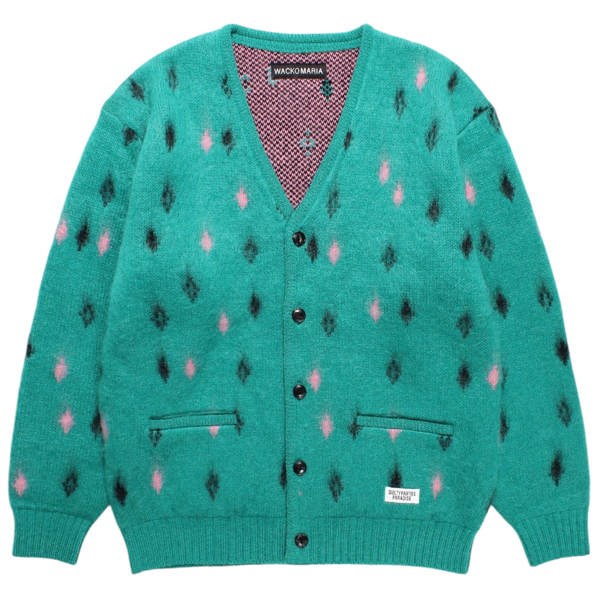 WACKOMARIA<BR>DIAMOND HEAVY MOHAIR CARDIGAN (GREEN)