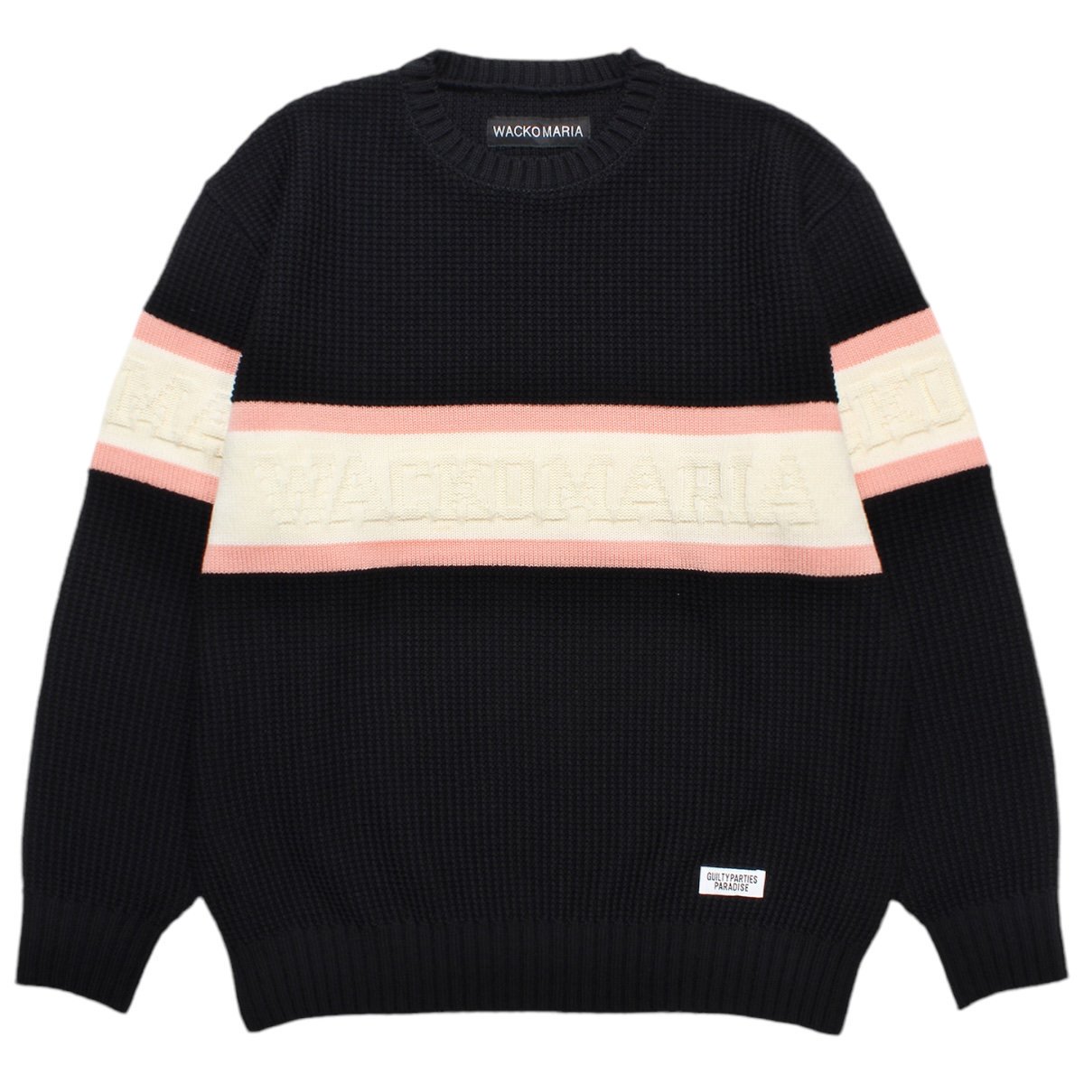 WACKOMARIA<BR>LOGO CREW NECK SWEATER (BLACK)