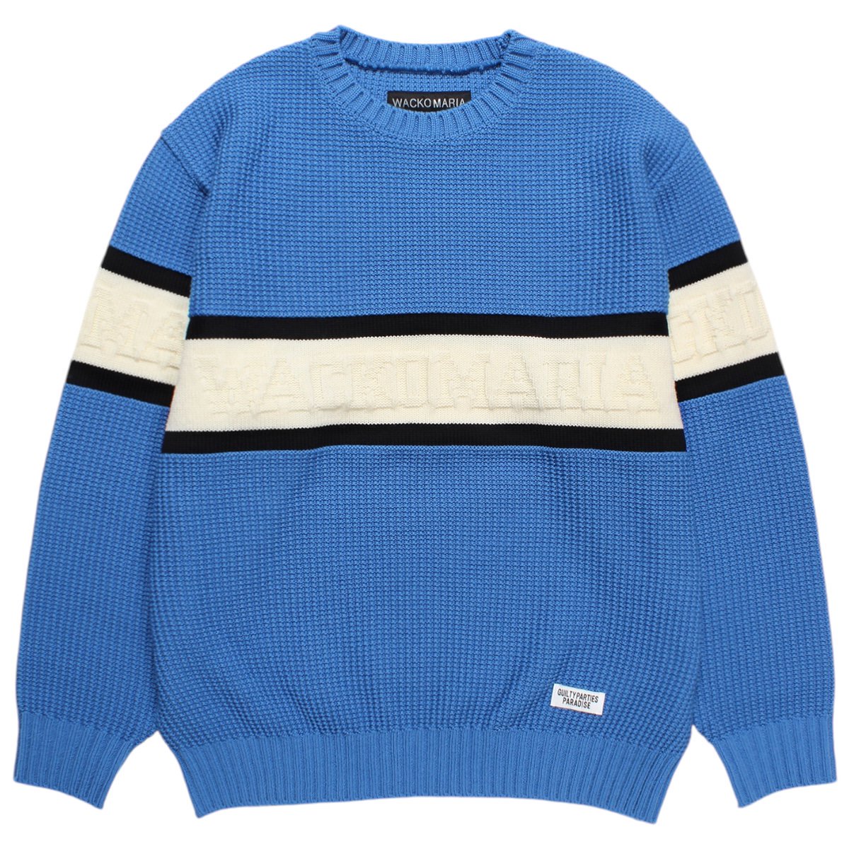 WACKOMARIA<BR>LOGO CREW NECK SWEATER (BLUE)