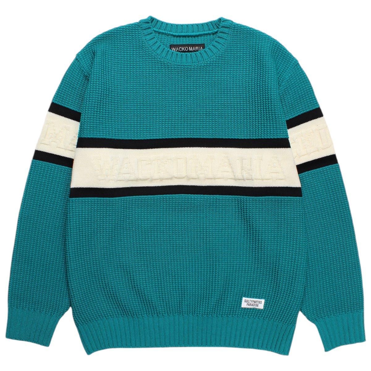 WACKOMARIA<BR>LOGO CREW NECK SWEATER (GREEN)