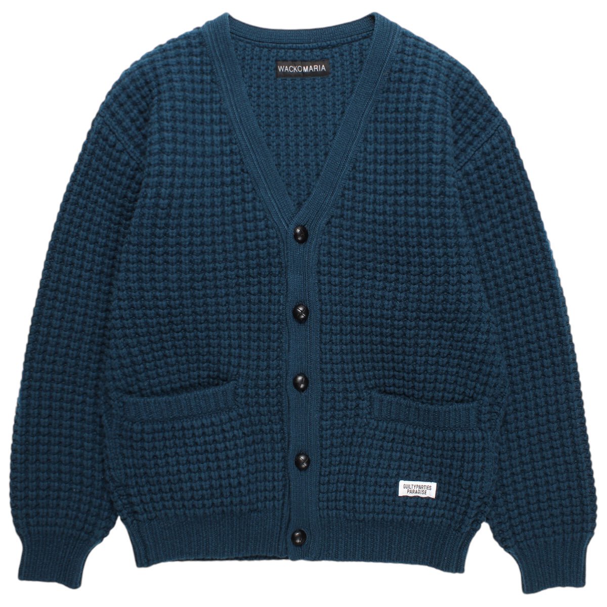 WACKOMARIA<BR>WAFFLE KNIT CARDIGAN (GREEN)