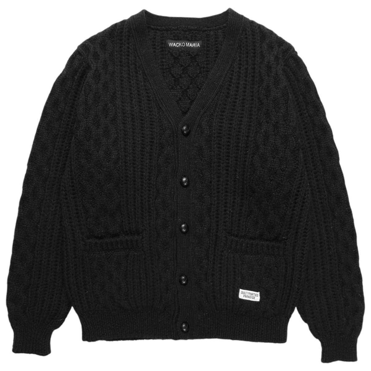 WACKOMARIA<BR>ARAN CARDIGAN (BLACK)