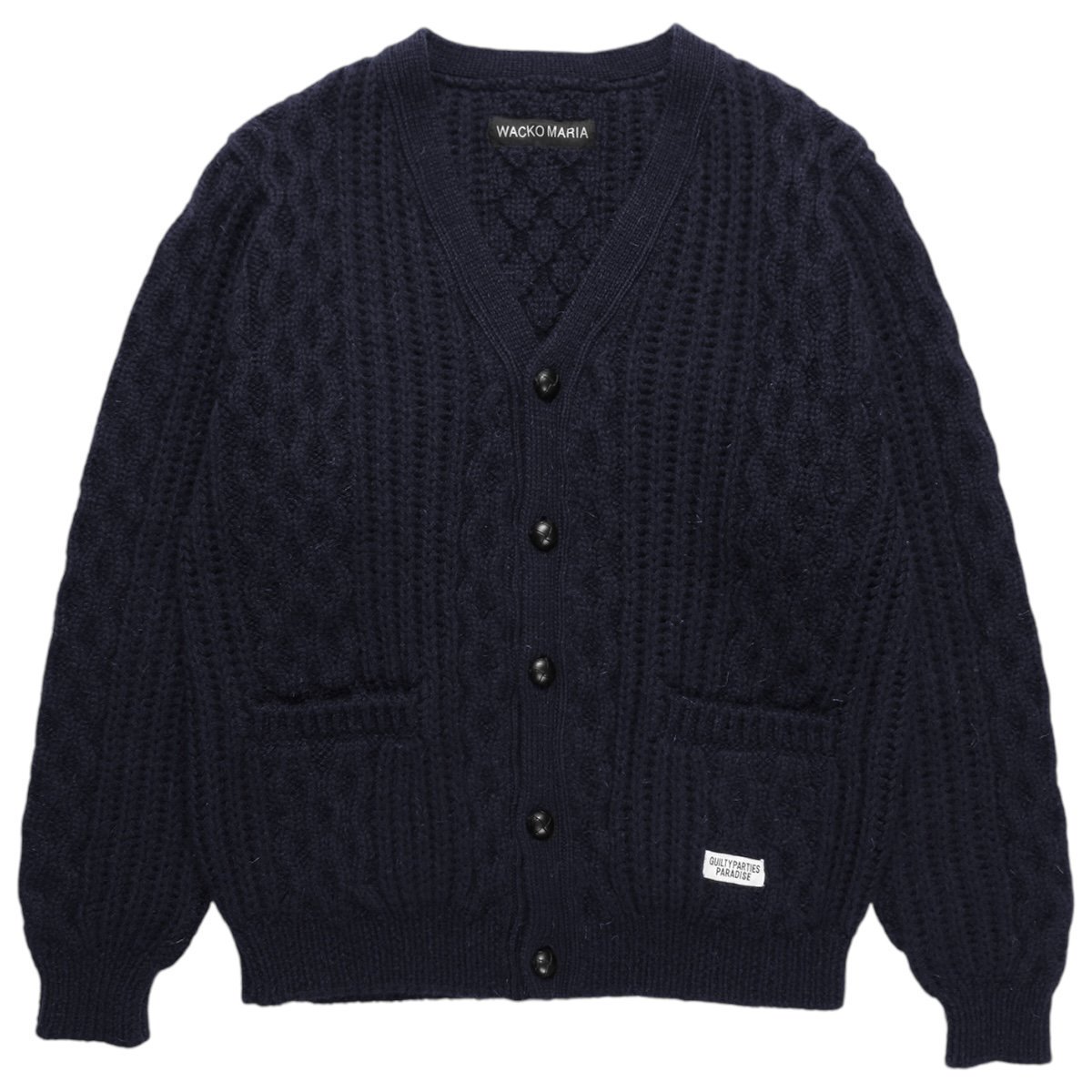 WACKOMARIA<BR>ARAN CARDIGAN (NAVY)