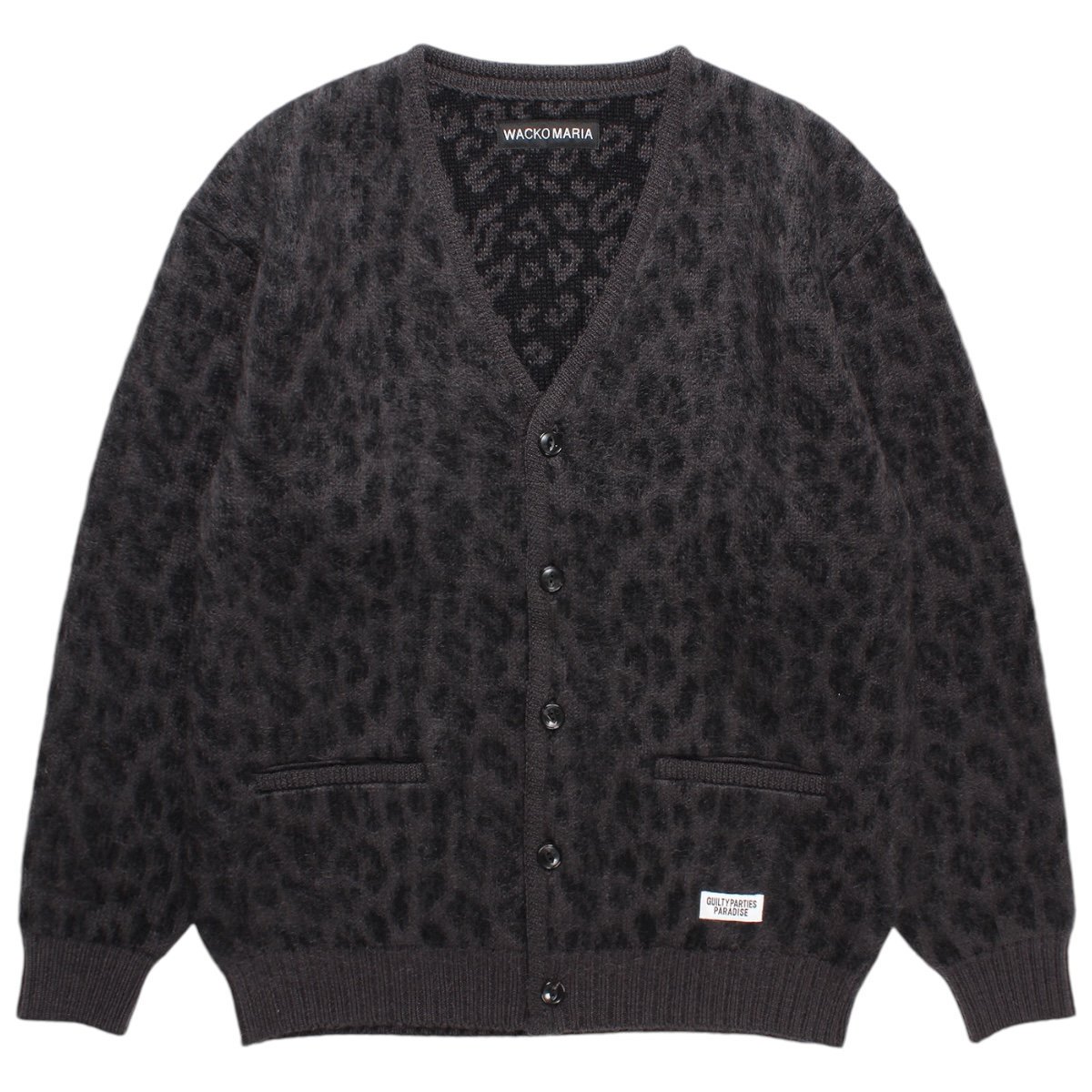 WACKOMARIA<BR>LEOPARD HEAVY MOHAIR CARDIGAN (CHARCOAL)