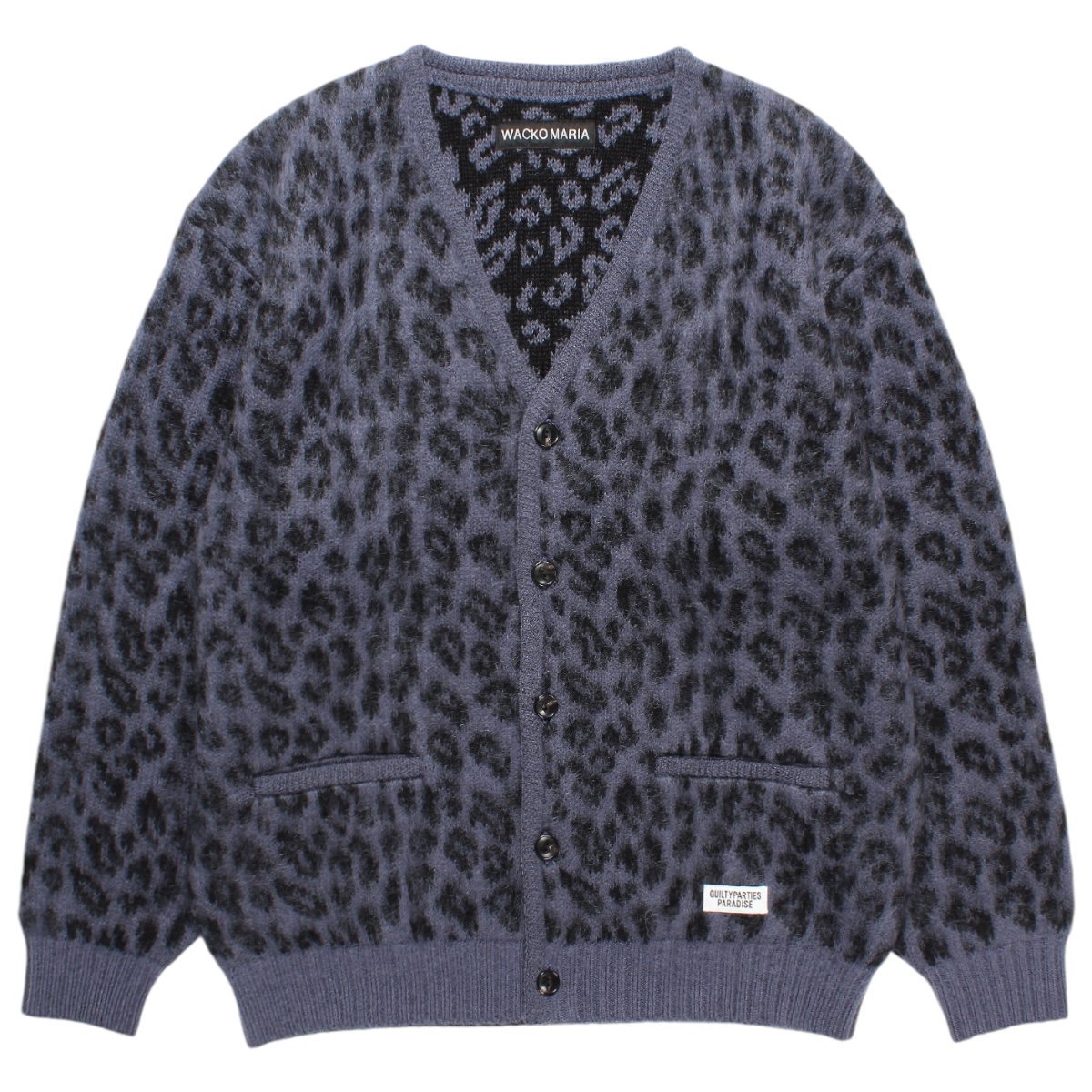 WACKOMARIA<BR>LEOPARD HEAVY MOHAIR CARDIGAN (PURPLE)