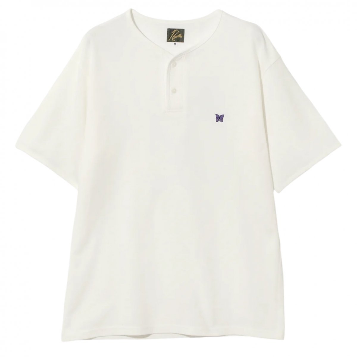 NEEDLES <BR>Henry Neck Tee - Cotton Pique - (WHITE)
