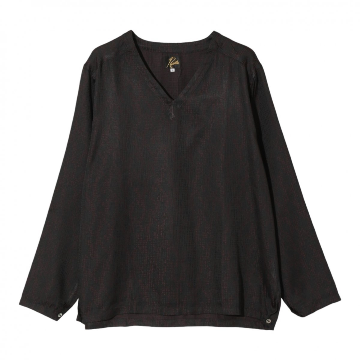 NEEDLES <BR>V-Neck Pullover Shirt - Tiny Square Jacquard -

