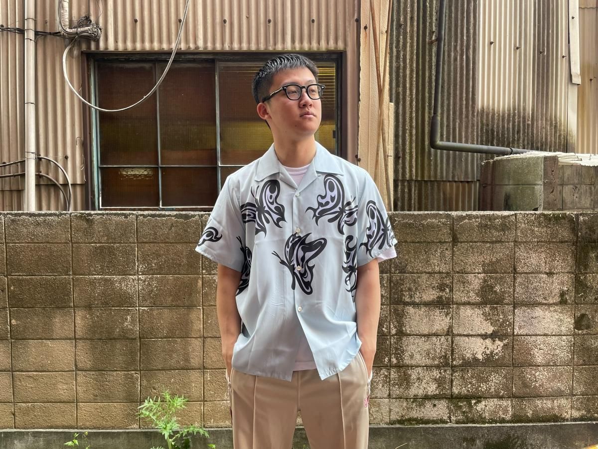 NEEDLES <BR>Needles x Kae Tanaka S/S One-Up Shirt - KT Papillon (Lt.Blue)
