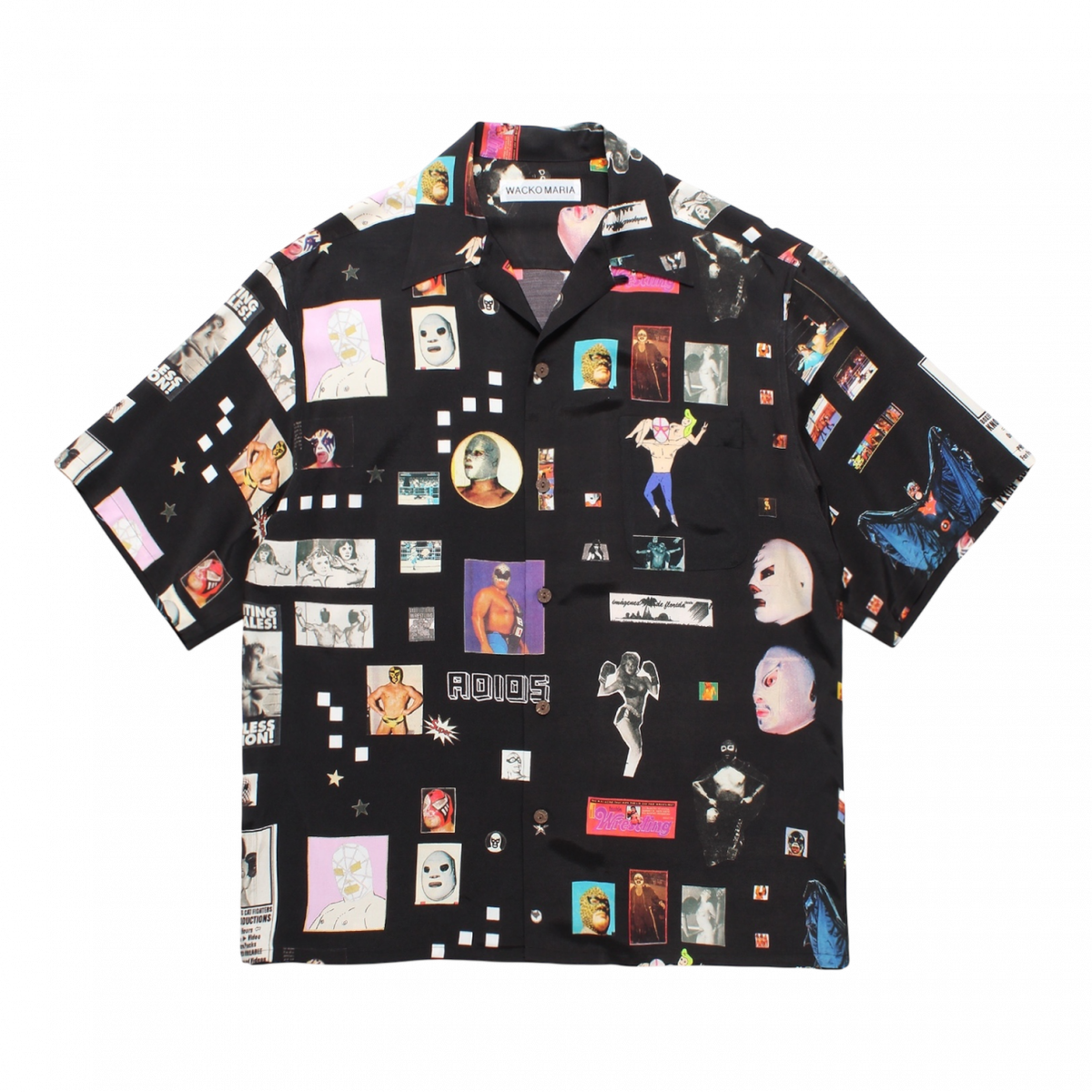 WACKOMARIA<BR>HAWAIIAN SHIRT S/S ( TYPE-9 ) (BLACK)