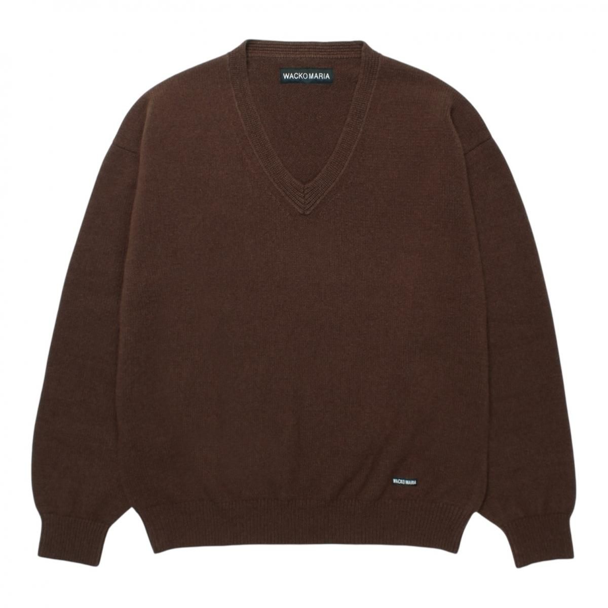 WACKOMARIA<BR>25FW-WMK-KN09 V NECK SWEATER (BROWN)