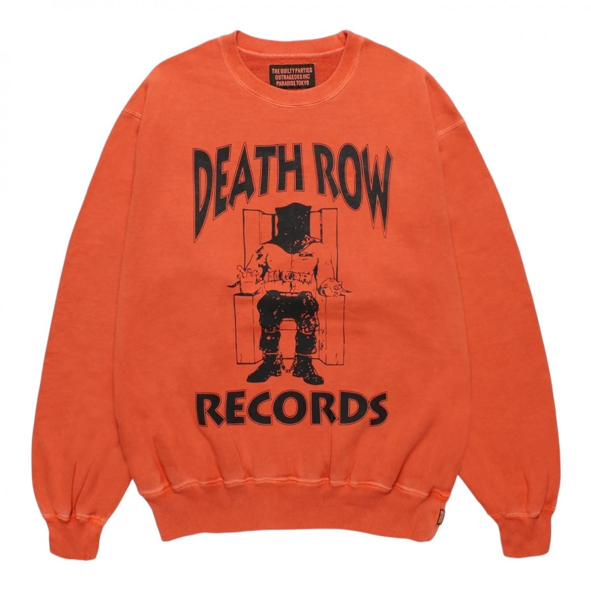 WACKOMARIA<BR>DEATH ROW RECORDS / WASHED MIDDLE WEIGHT CREW NECK SWEAT SHIRT (ORANGE)