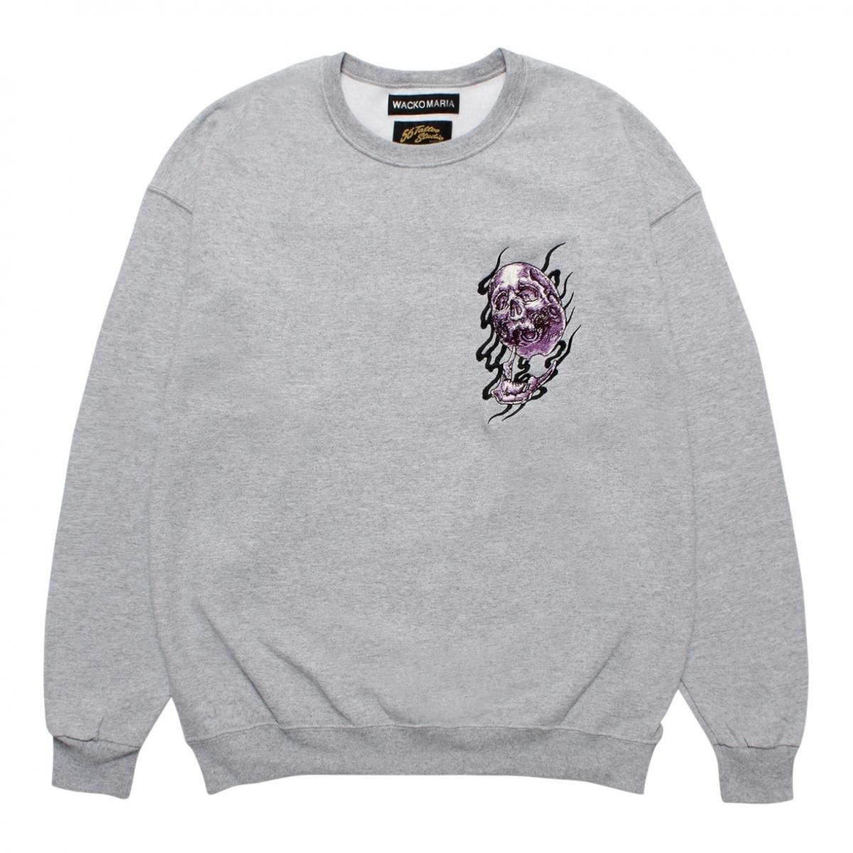 WACKOMARIA<BR>56 TATTOO STUDIO / CREW NECK SWEAT SHIRT (GRAY)