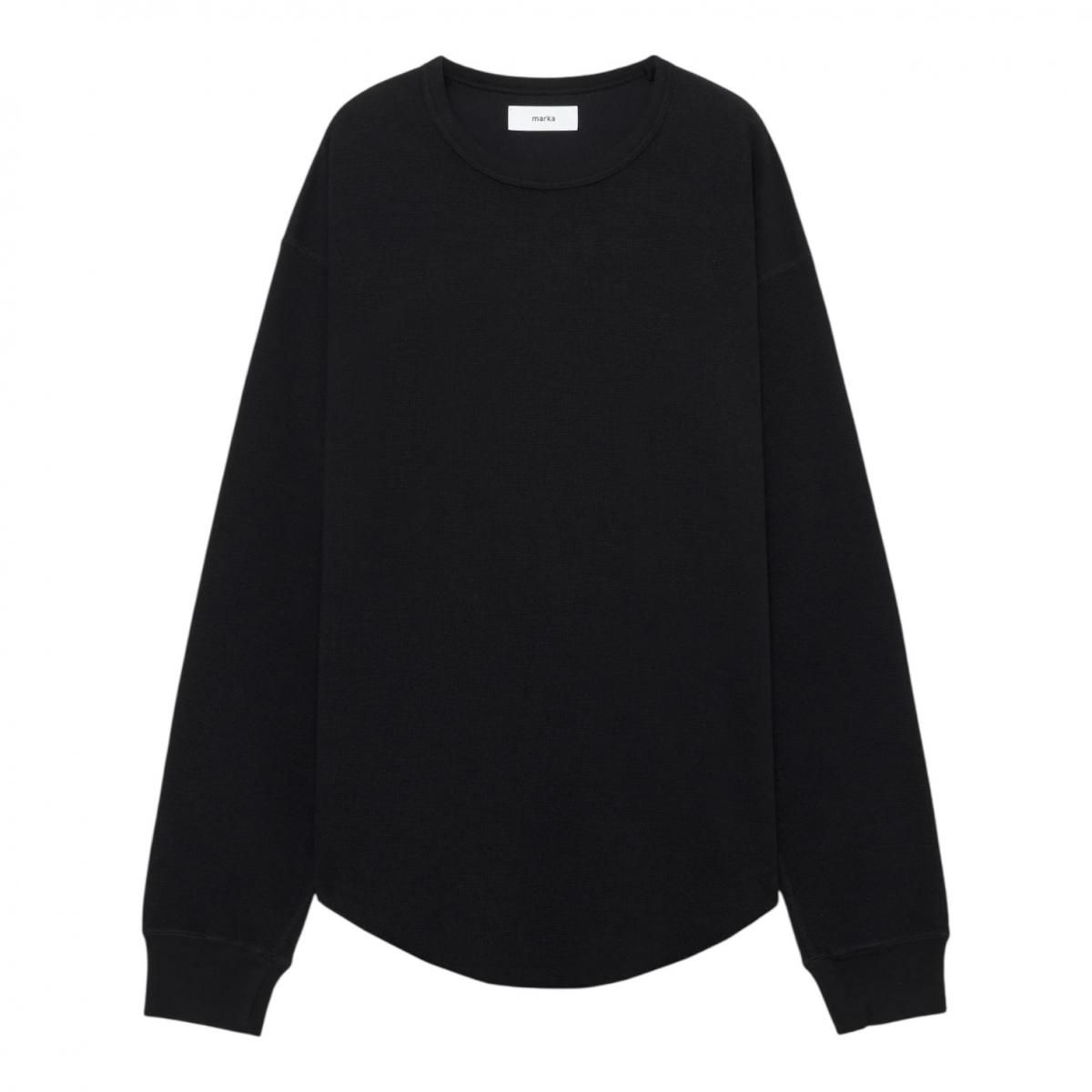 marka <BR>M25D06CS01C Organic Cotton Hemp Mesh Knit Crew Neck L/S Tee (BLACK)
